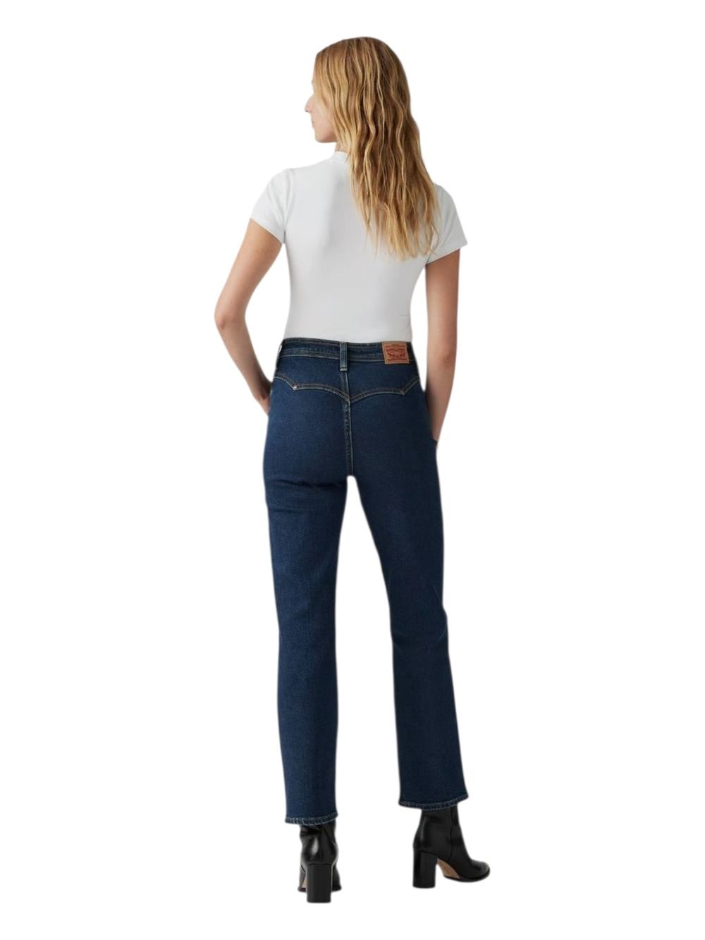 Levi's Ribcage Straight Ankle High-Rise Dark Indigo Straight Leg Jeans 26 - Picture 4 of 11